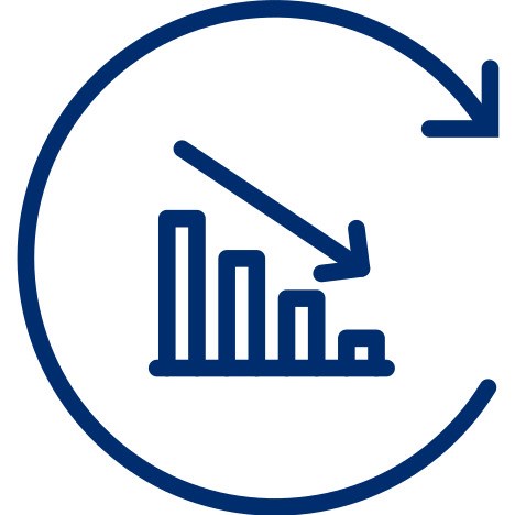 Alaspäin menevä kaavio ikoni